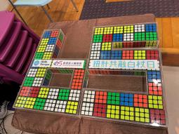 The 65 Rubik’s Cubes were put inside this box 